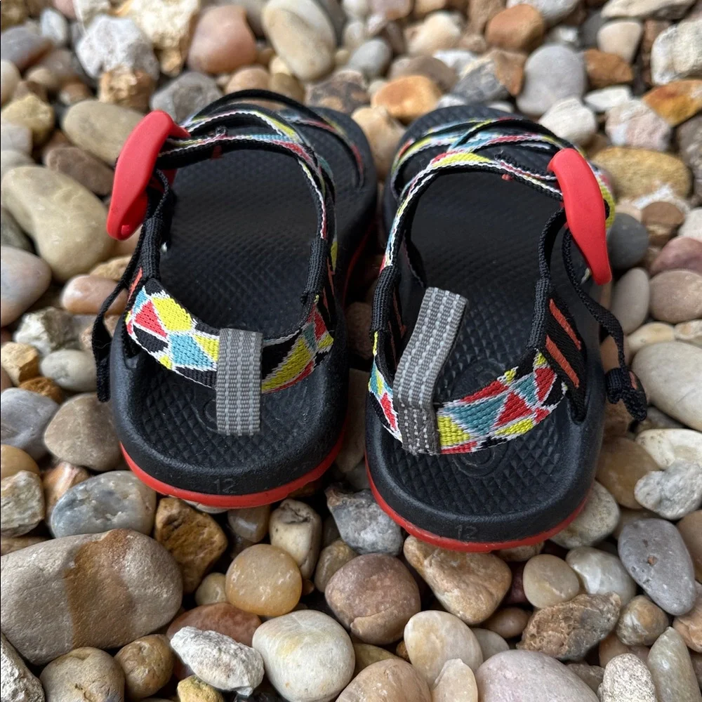 Chaco Colorful Strappy Sandals Kids Black Orange Youth Size 1